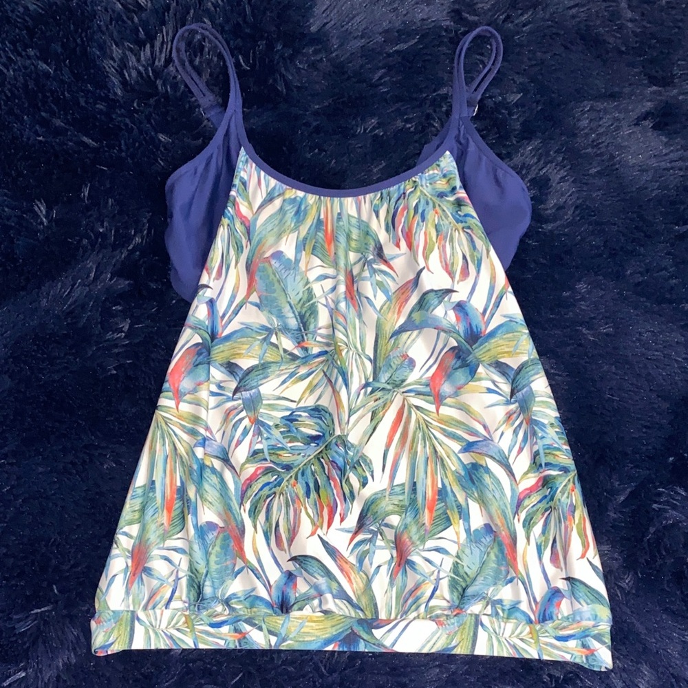 Tropical Print Tankini Swim Top